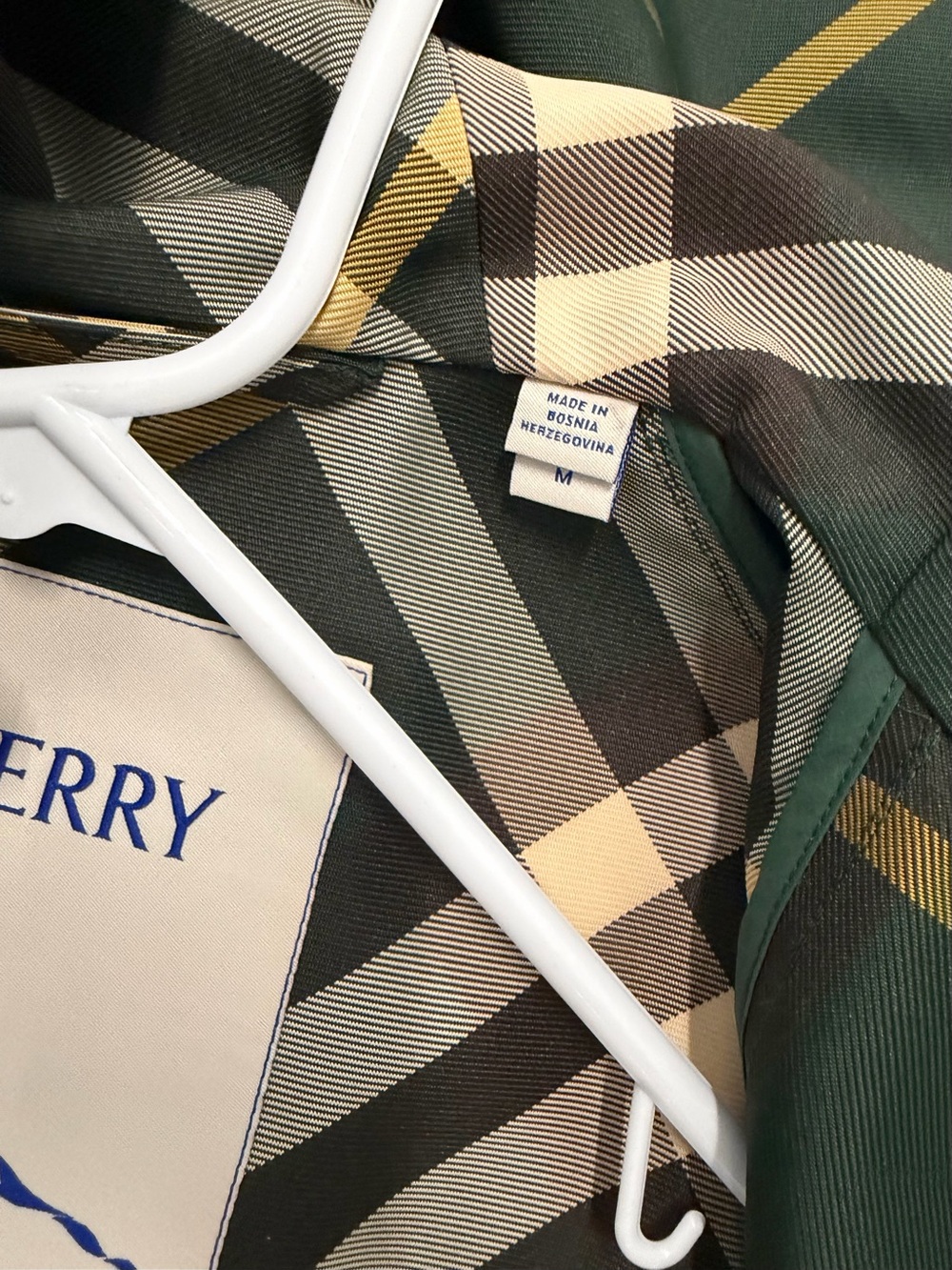 Burberry Cropped Check Ivy Green Plaid Hooded lightweight Jacket Coat - Picture 4 of 8